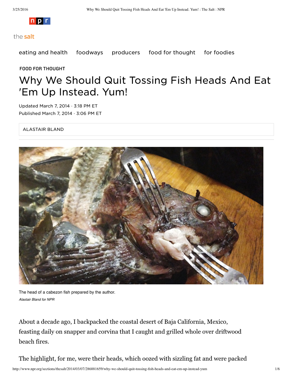 Why We Should Quit Tossing Fish Heads and Eat 'Em up Instead
