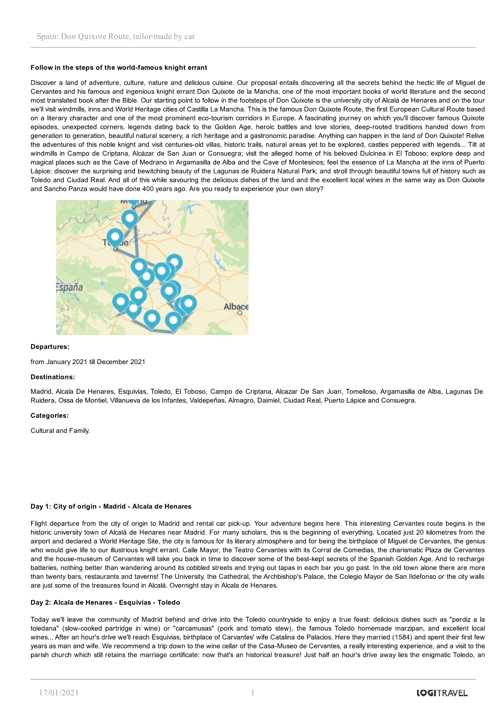 Don Quixote Route, Tailormade by Car 17/01/2021 1