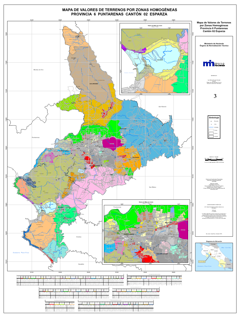 Mapa De Valores De Terrenos Por Zonas Homogéneas Provincia 6 Puntarenas Cantón 02 Esparza