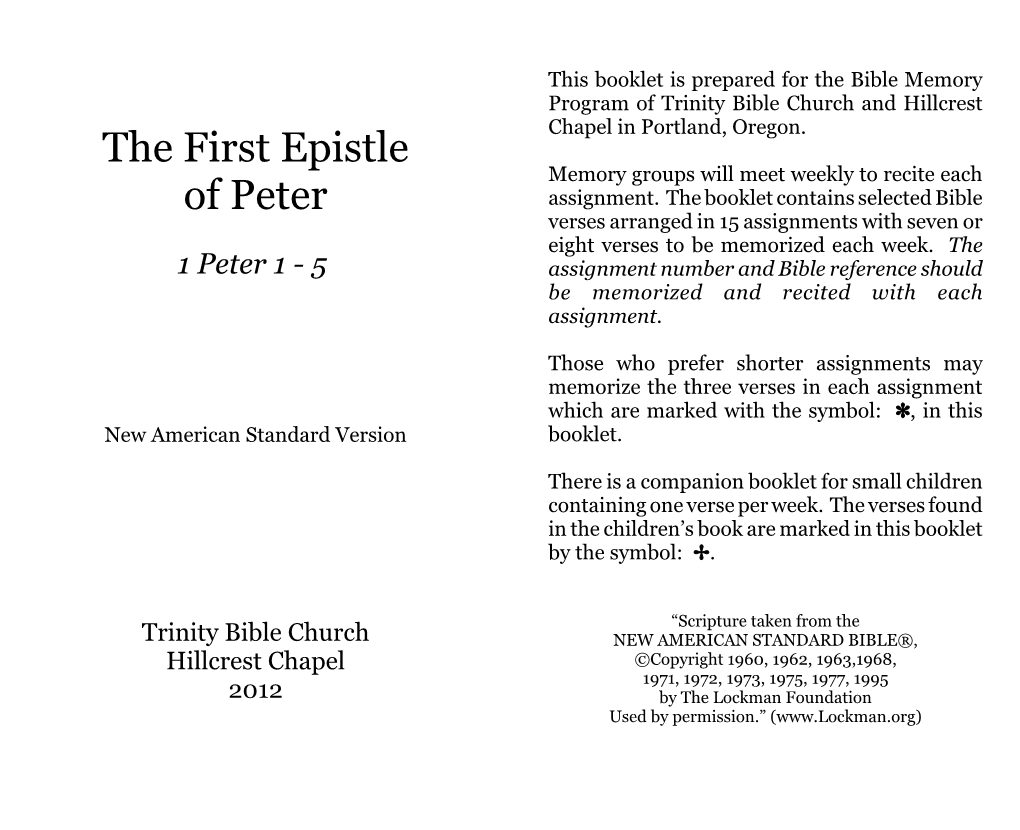 The First Epistle of Peter (NASB)