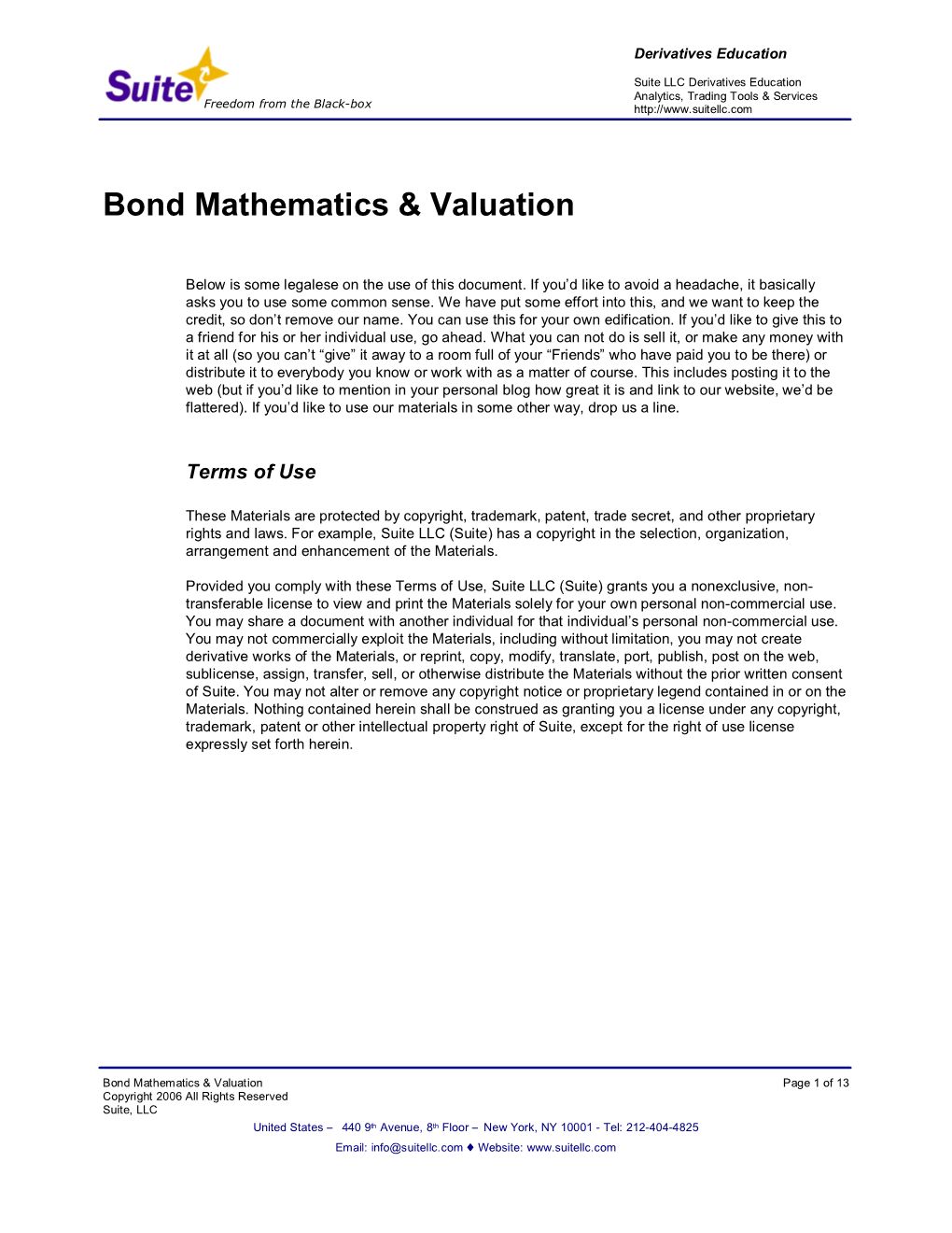 Bond Mathematics & Valuation