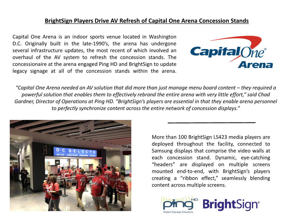 Brightsign Players Drive AV Refresh of Capital One Arena Concession Stands