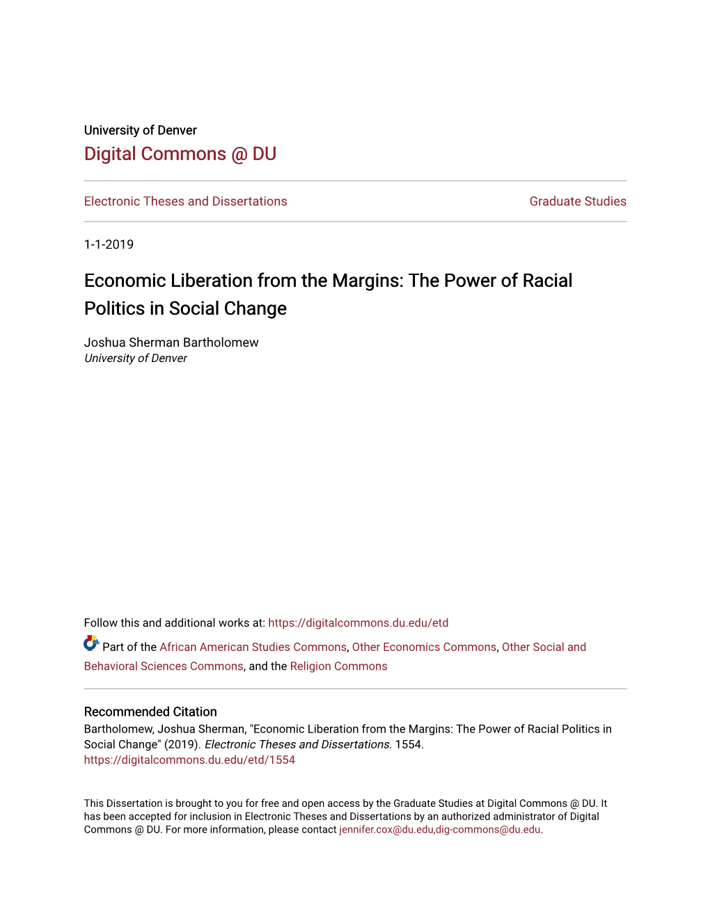 Economic Liberation from the Margins: the Power of Racial Politics in Social Change