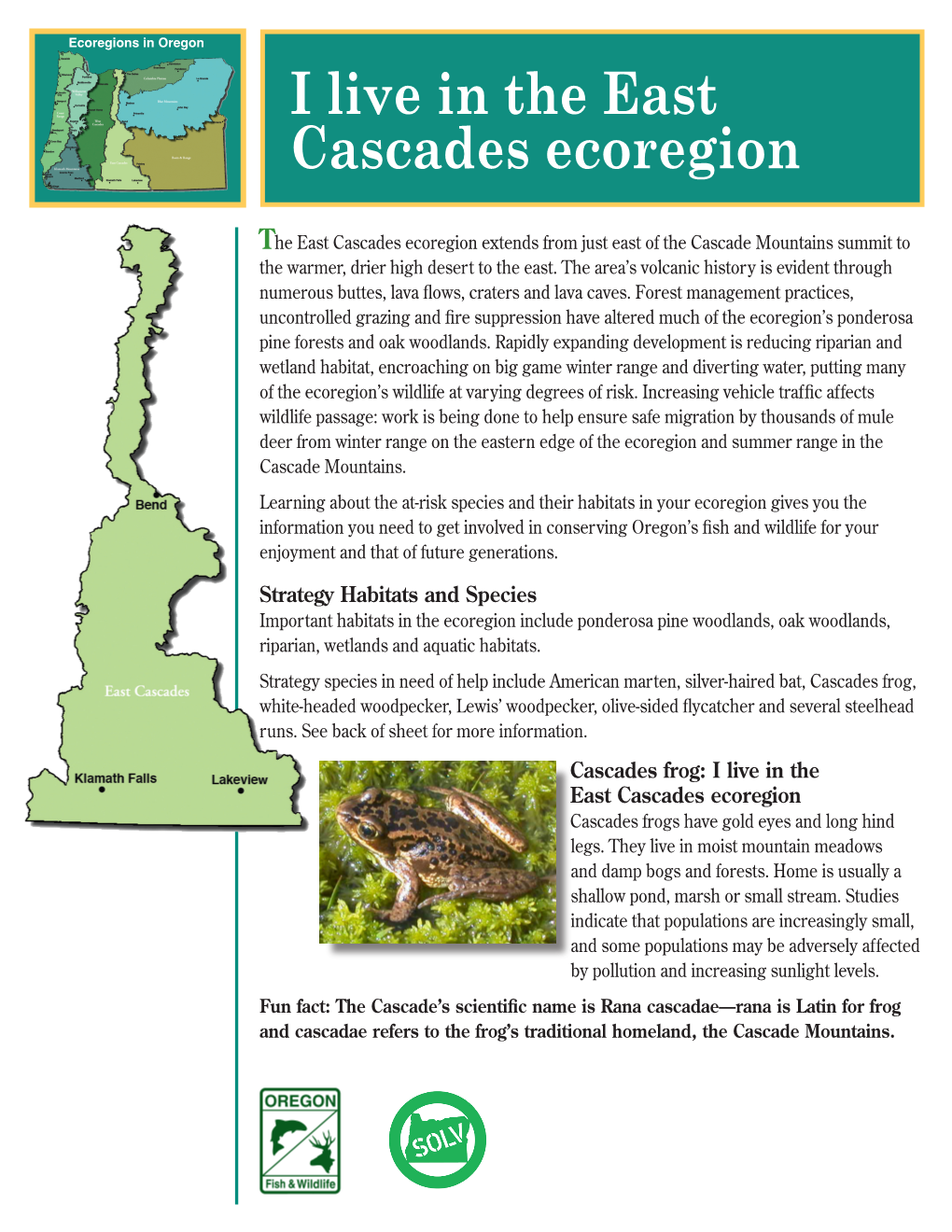 I Live in the East Cascades Ecoregion