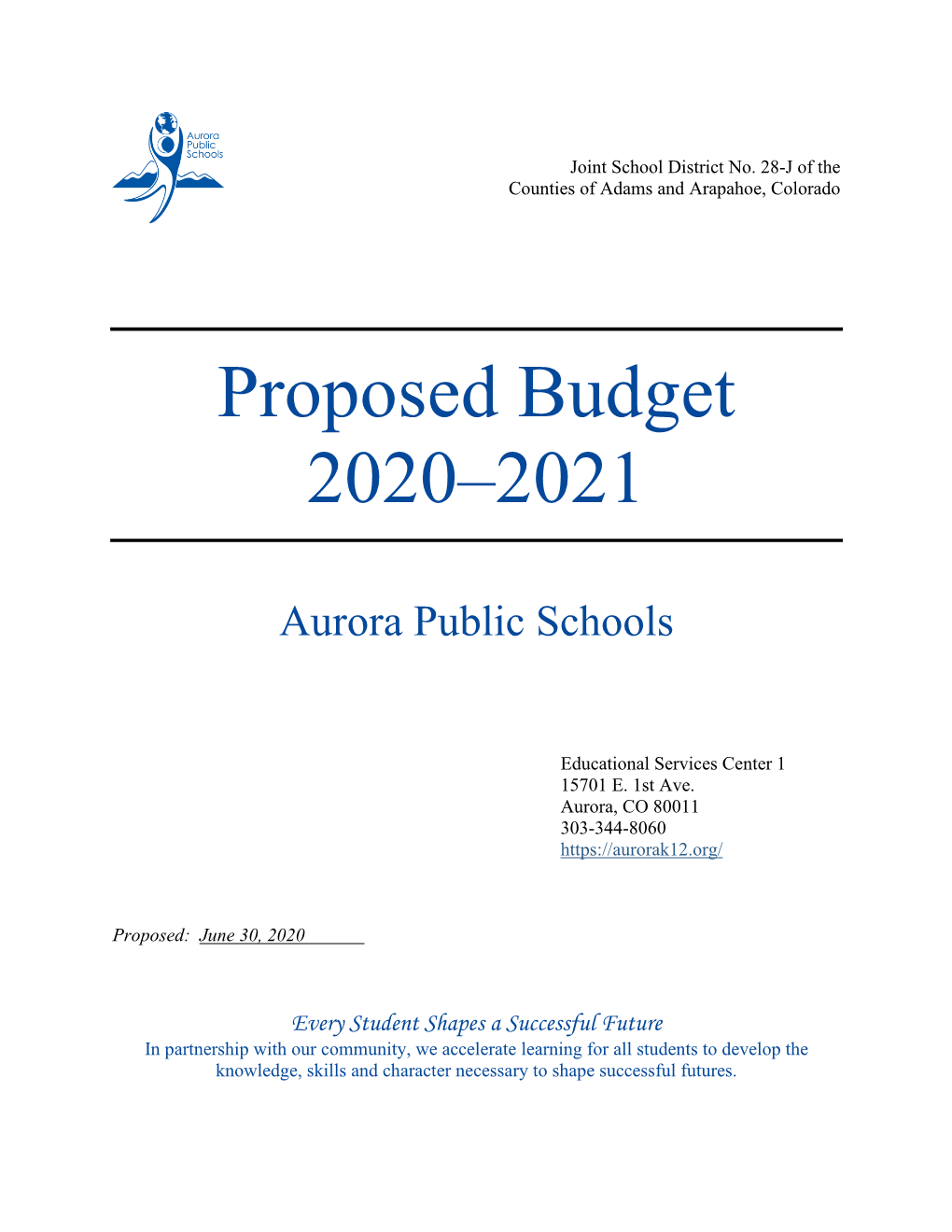 Proposed Budget 2020–2021