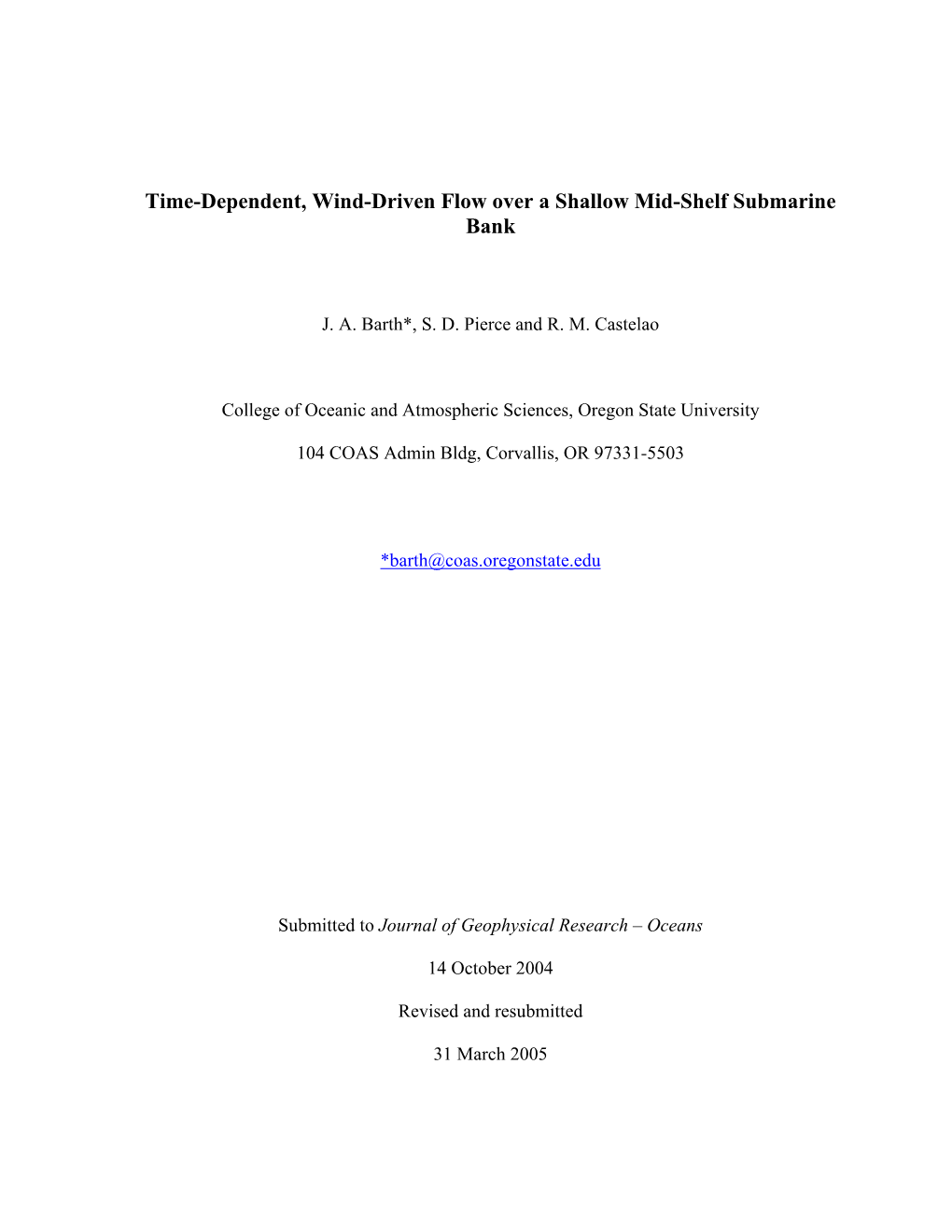 Time-Dependent, Wind-Driven Flow Over a Shallow Mid-Shelf Submarine Bank