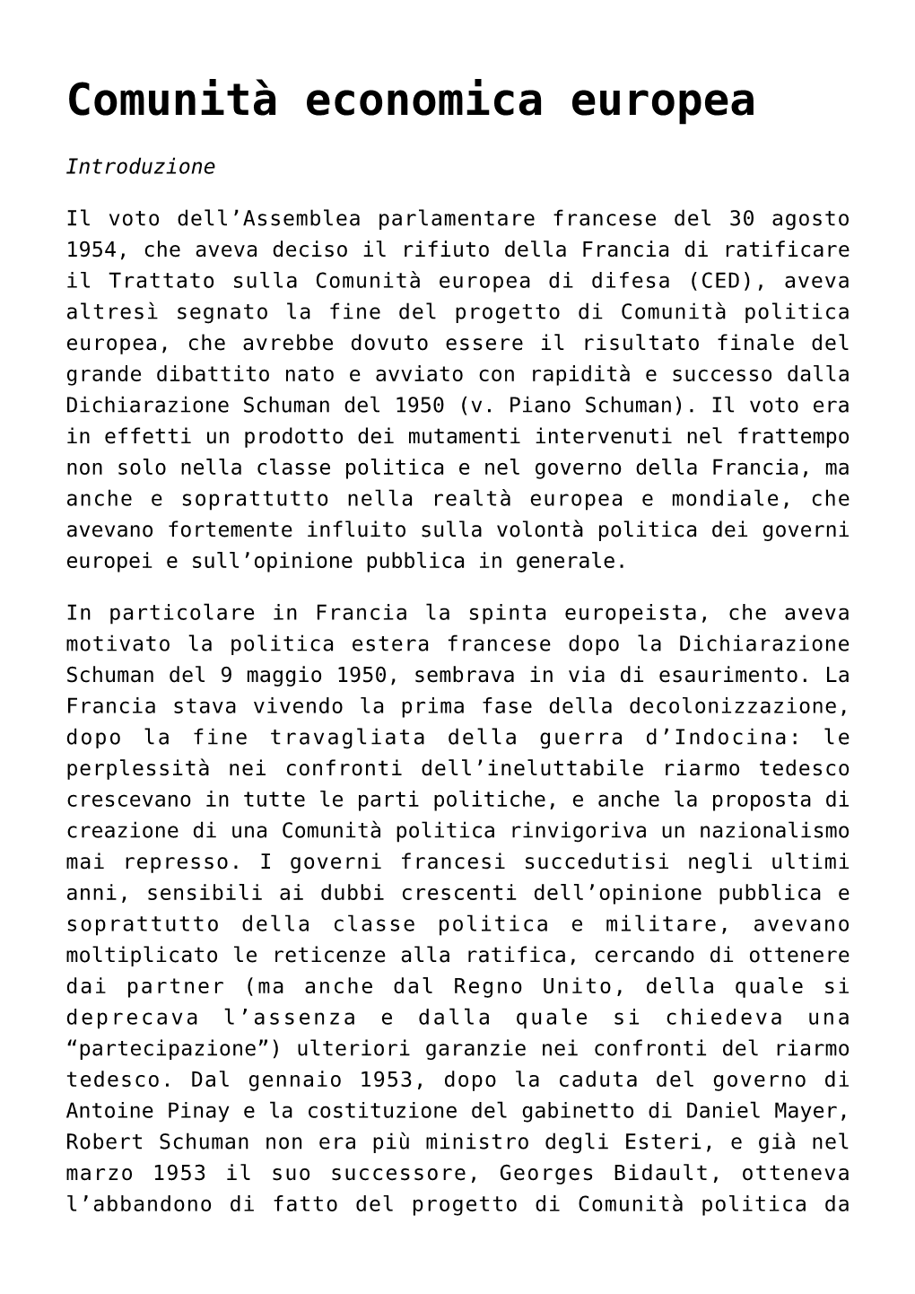 Comunità Economica Europea,Comunità Europea Del