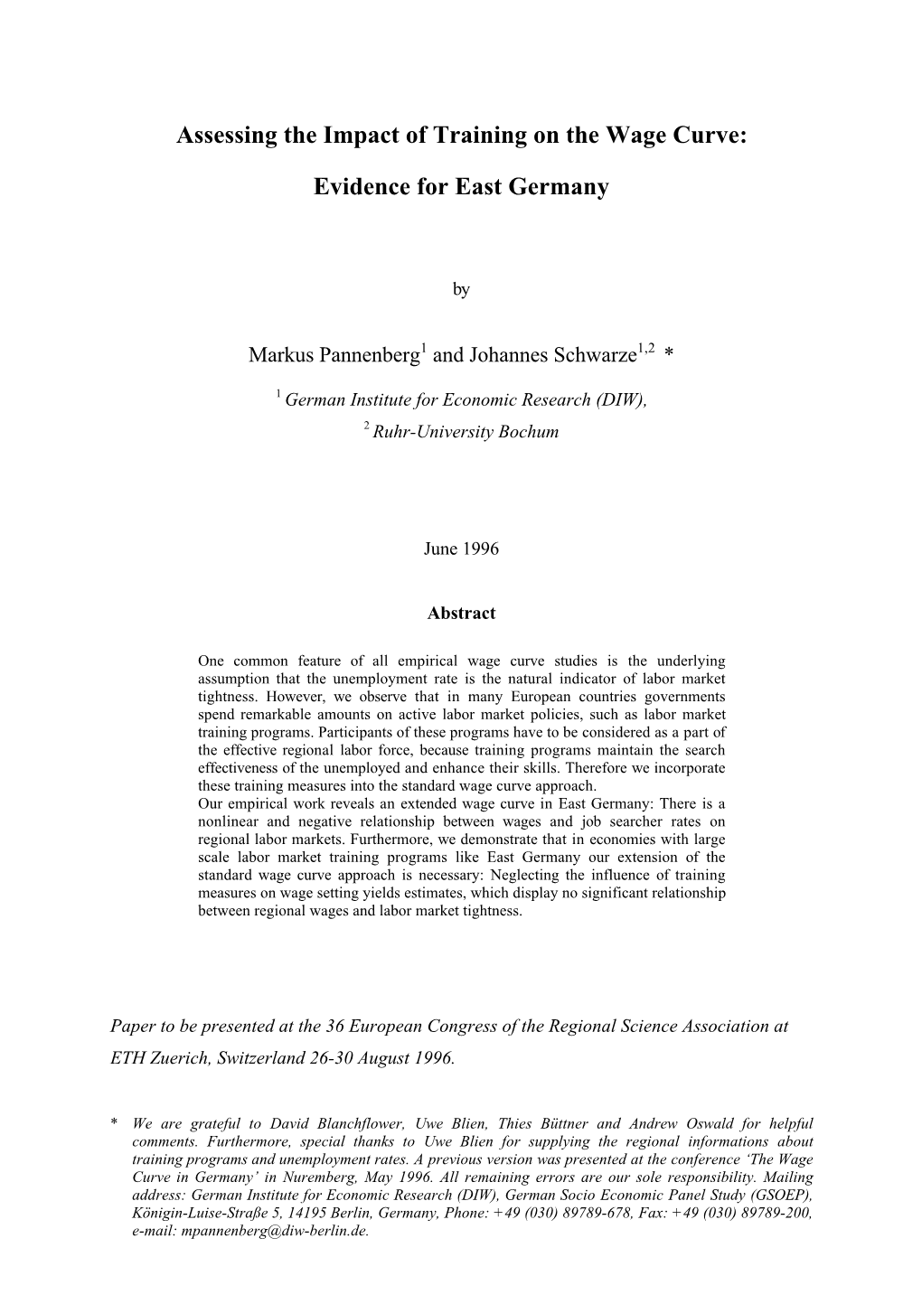 Assessing the Impact of Training on the Wage Curve