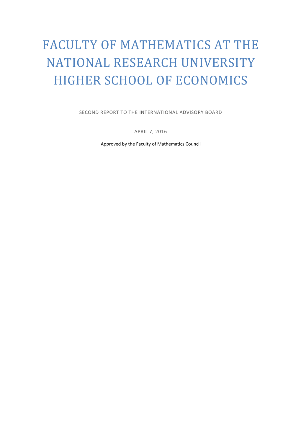 Faculty of Mathematics at the National Research University Higher School of Economics