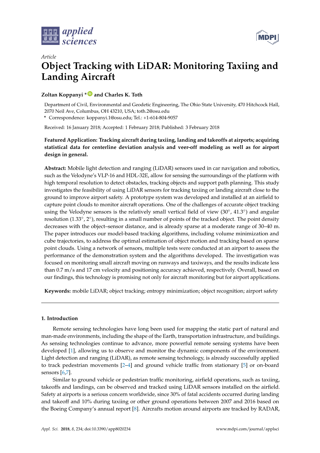 Object Tracking with Lidar: Monitoring Taxiing and Landing Aircraft