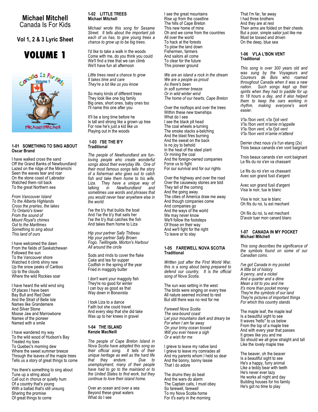 Vol 1-3 Lyrics