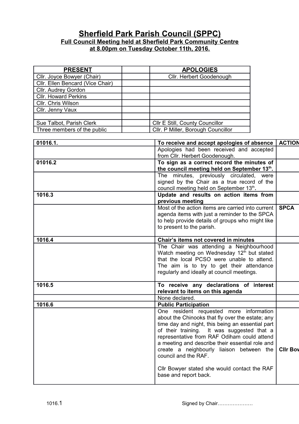 Sherfield Park Parish Council (SPPC)