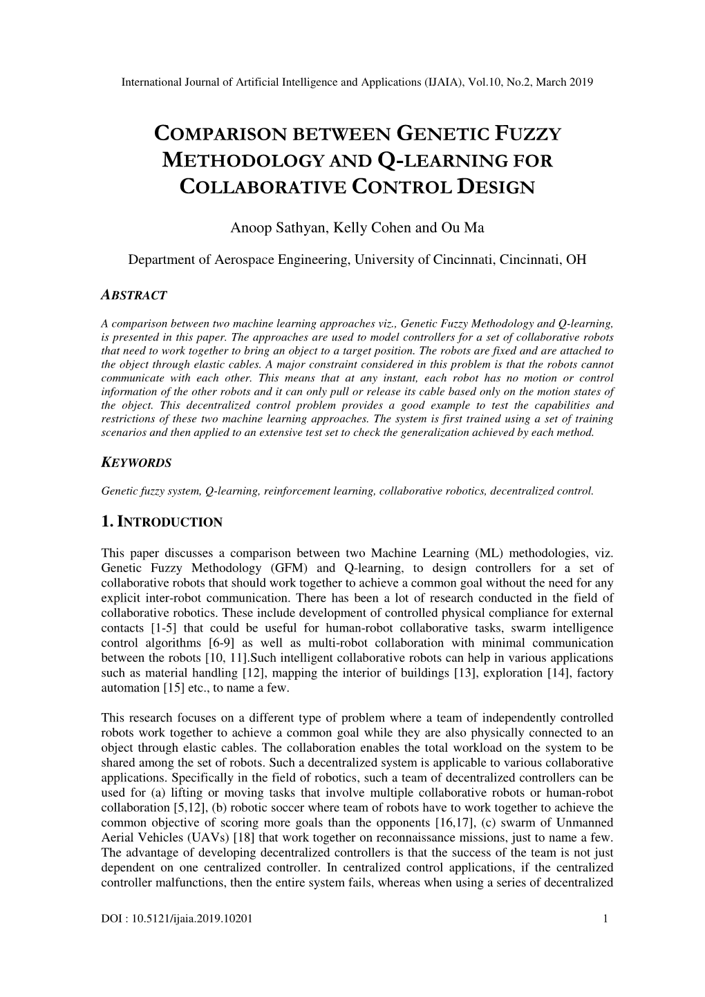 Comparison Between Genetic Fuzzy Methodology and Q-Learning for Collaborative Control Design