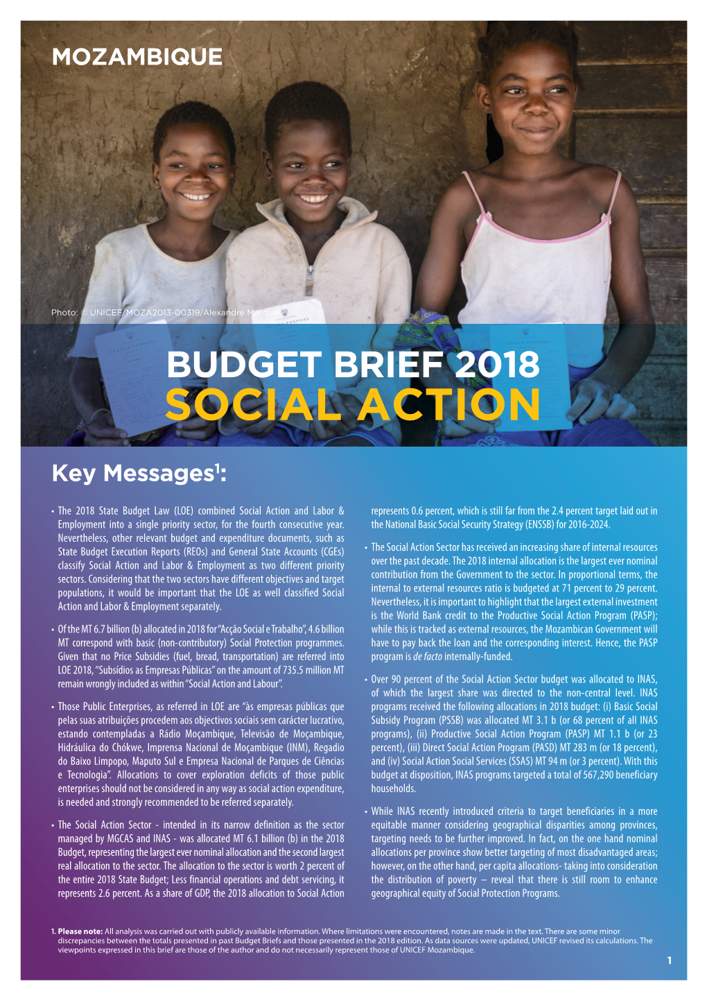 Mozambique – Budget Brief 2018: Social Action