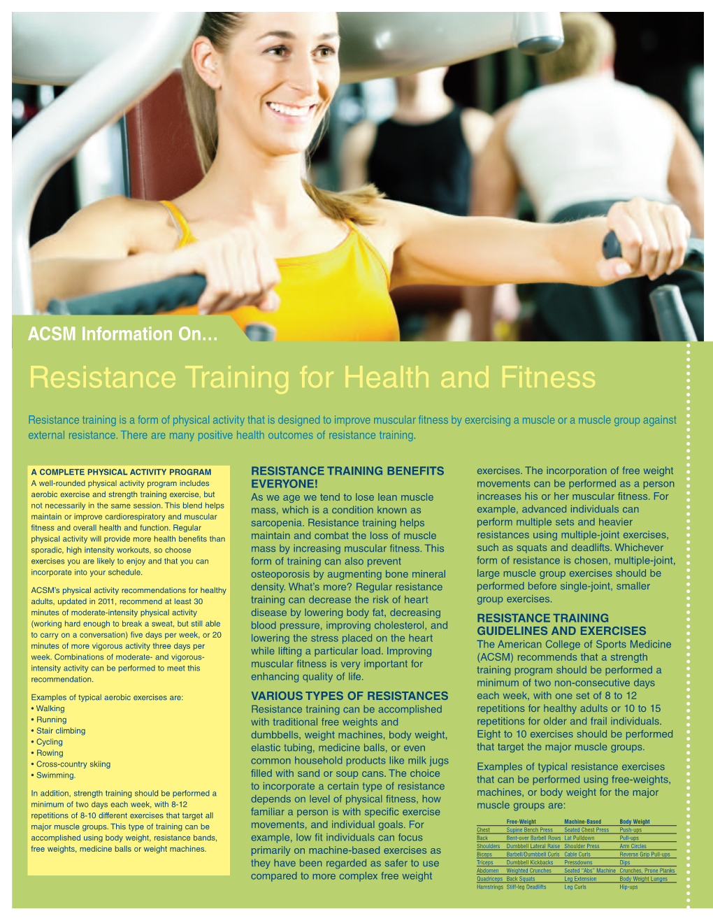 Resistance Training for Health and Fitness