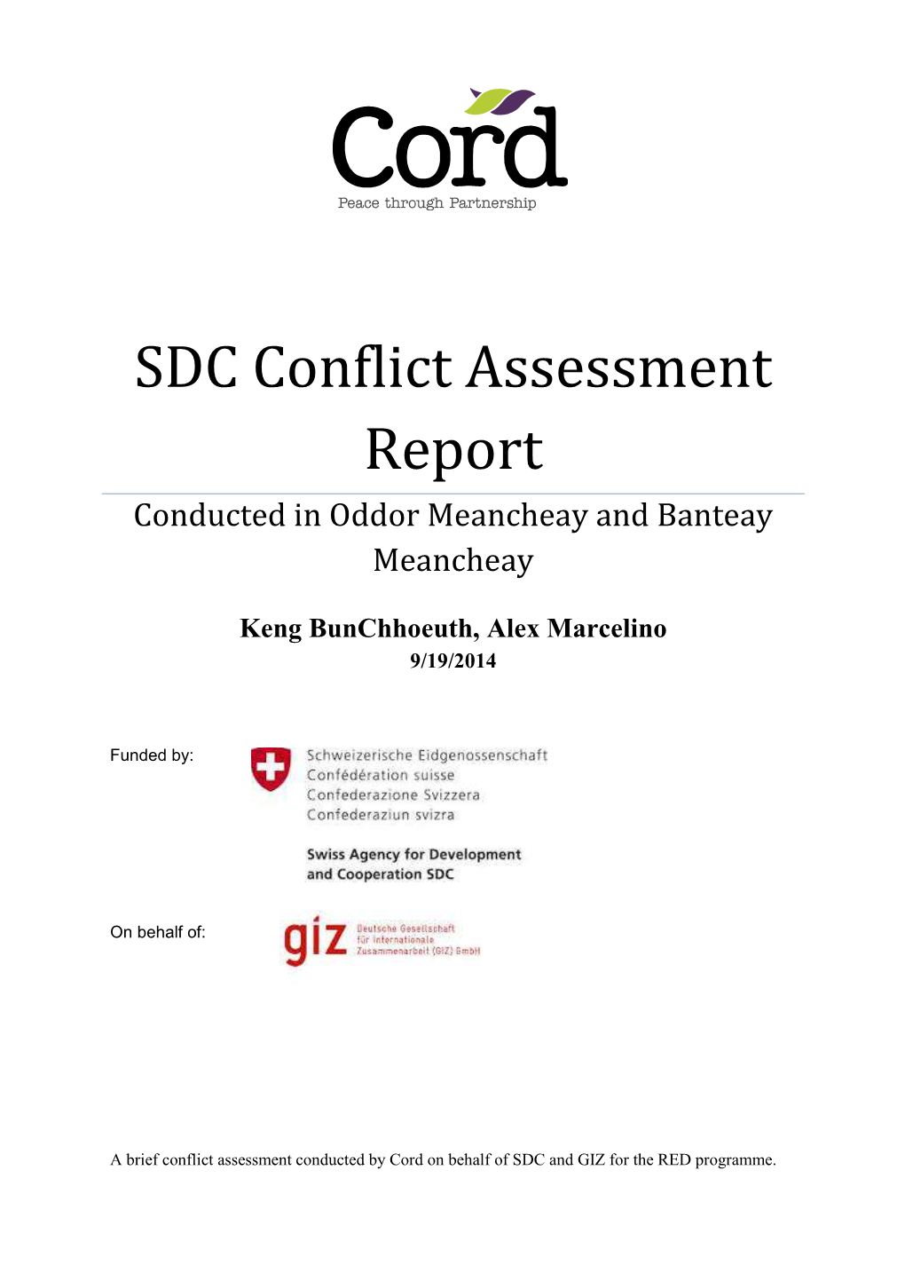 Conflict Assessment Final Report-Submited to SDC-141027