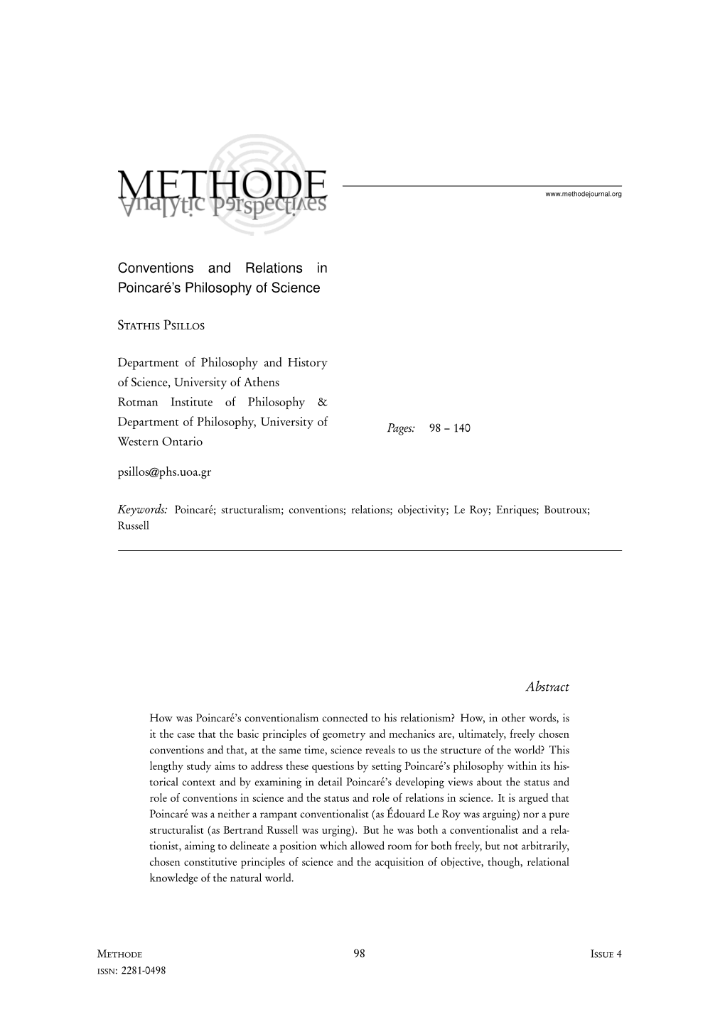 Conventions and Relations in Poincaré's Philosophy of Science