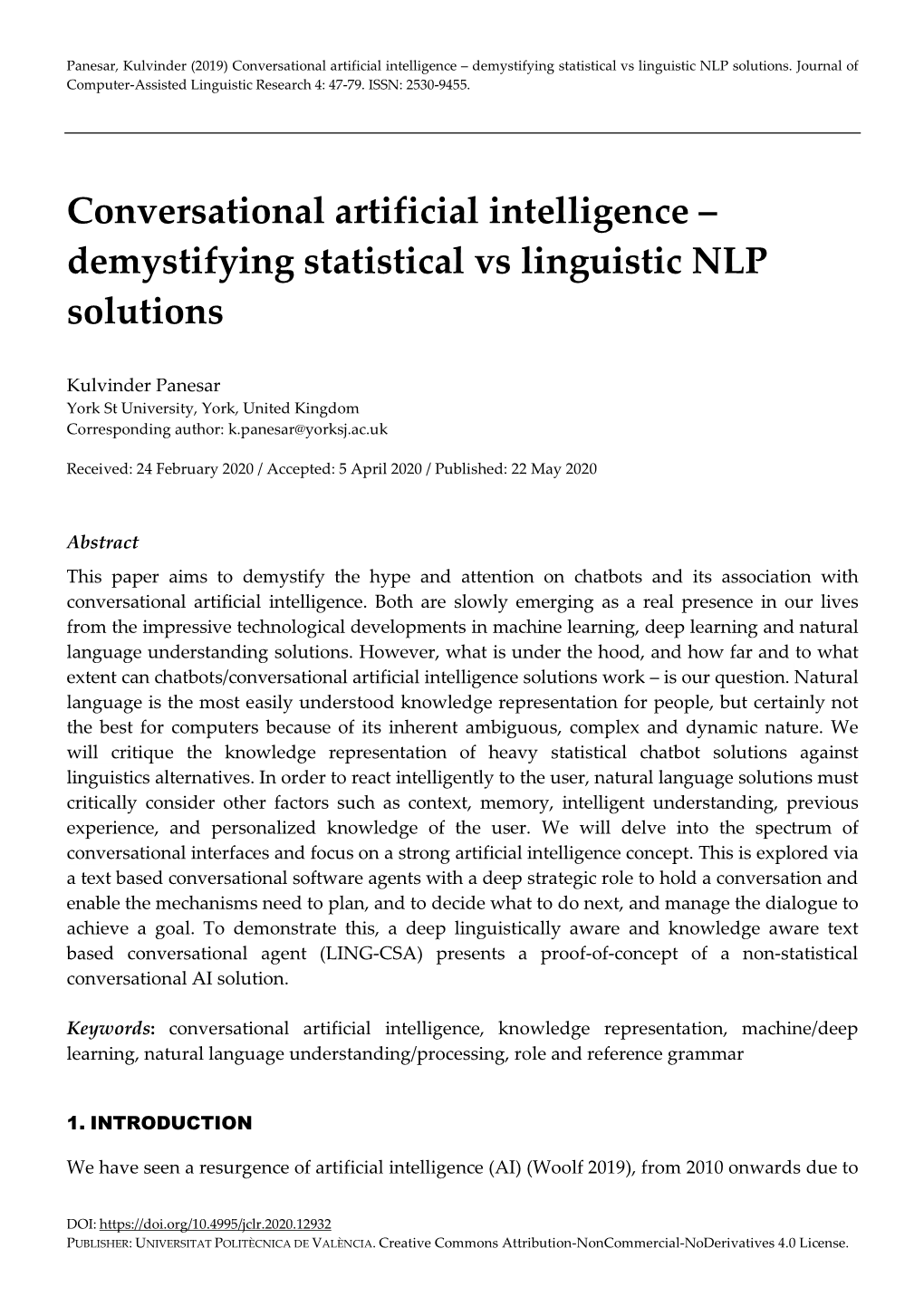 Conversational Artificial Intelligence – Demystifying Statistical Vs Linguistic NLP Solutions