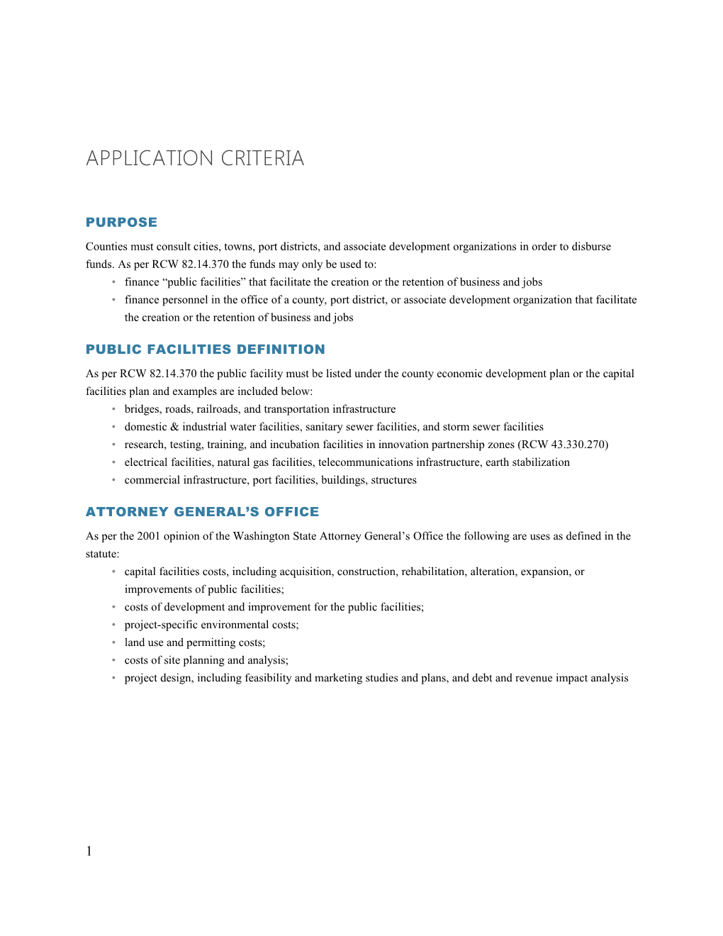 Application Criteria