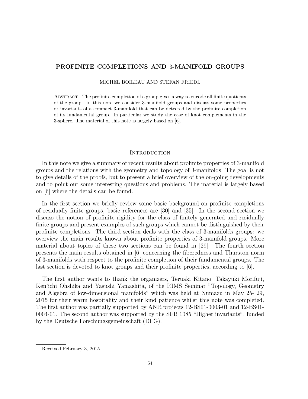 Profinite Completions and 3-Manifold Groups
