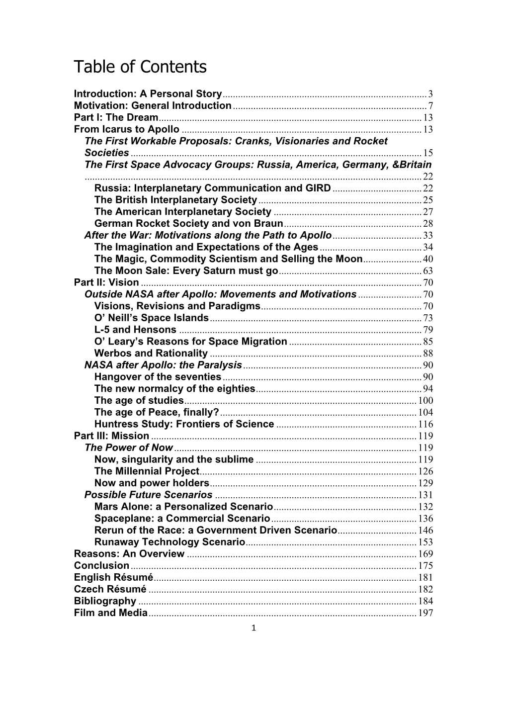 Table of Contents