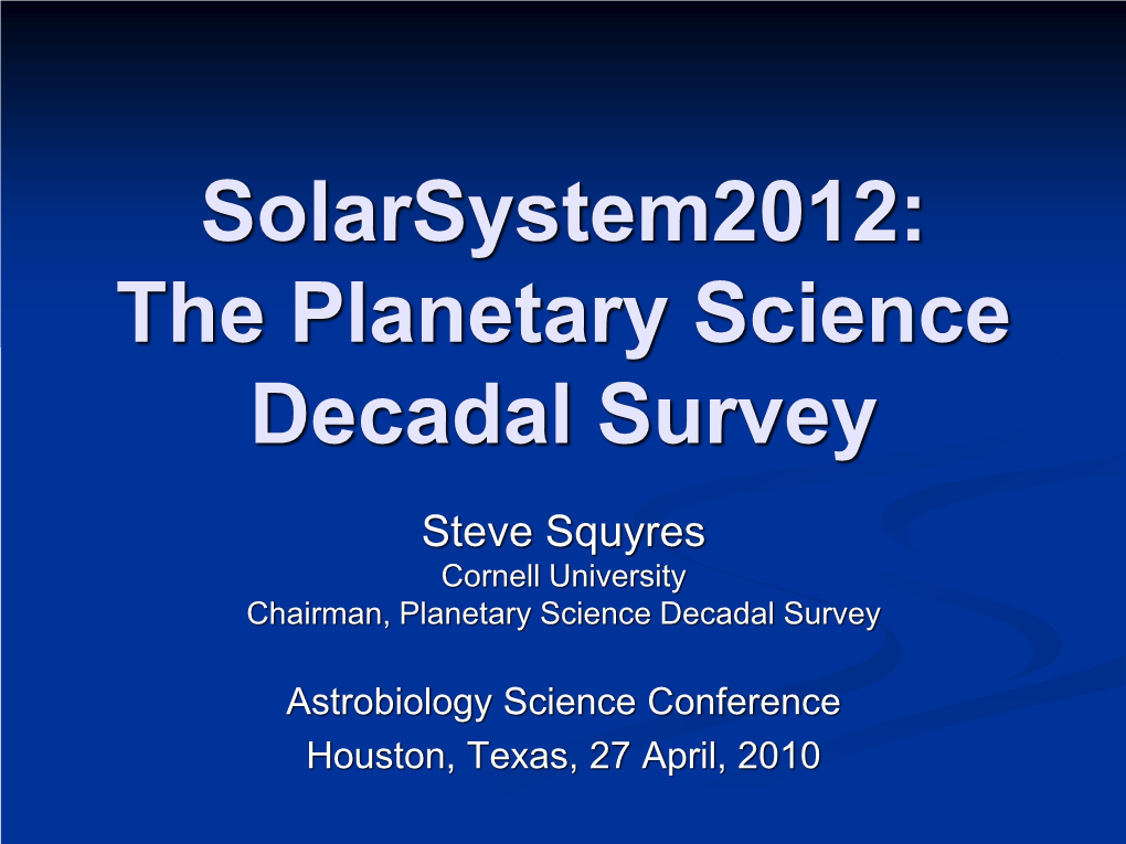 The Planetary Science Decadal Survey