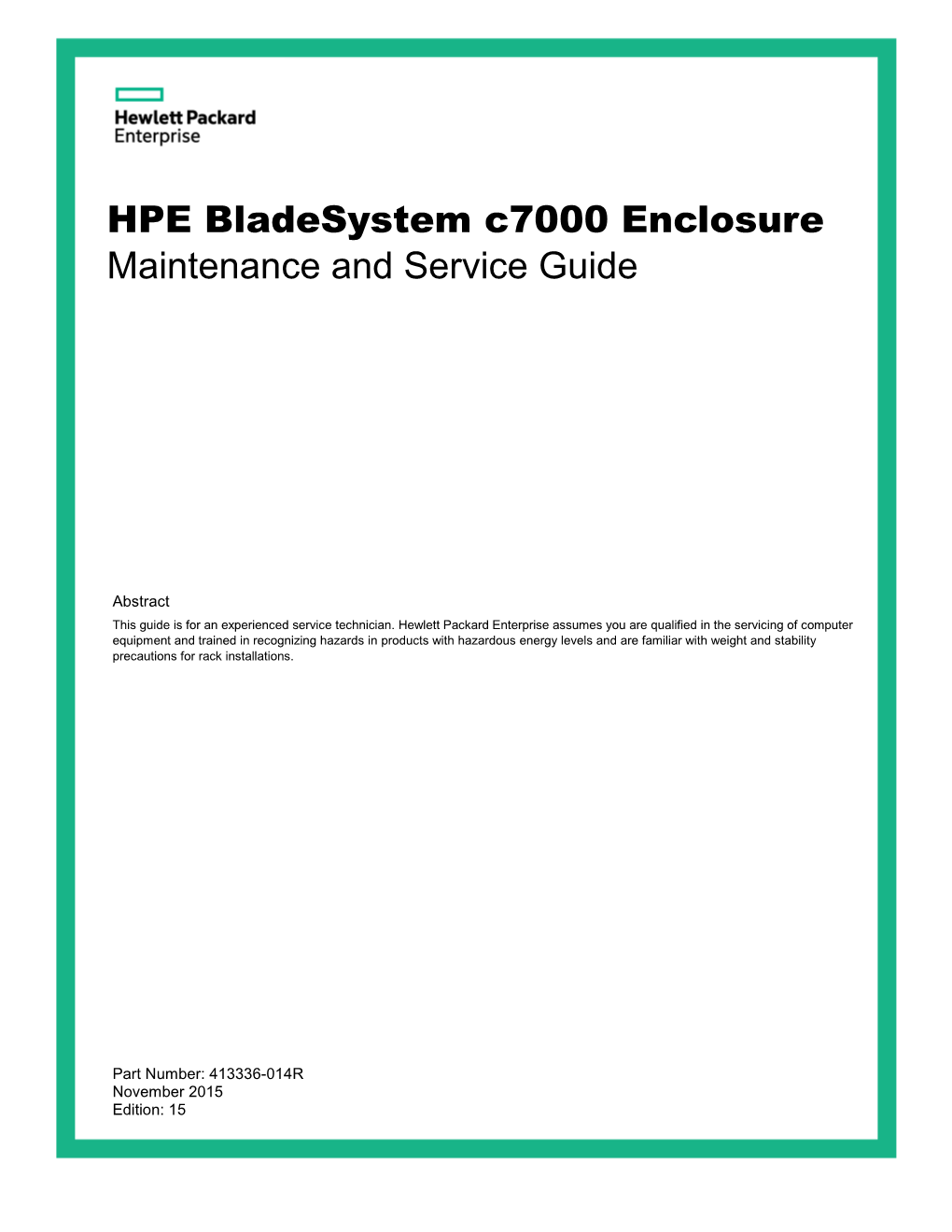 HPE Bladesystem C7000 Enclosure Maintenance and Service Guide