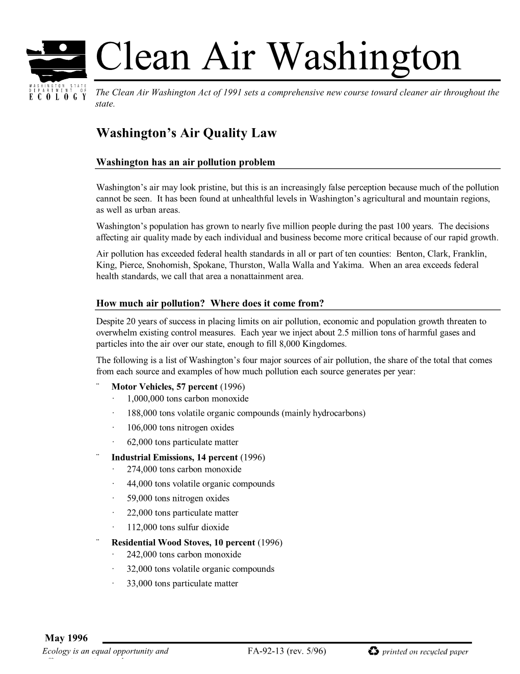 Washington's Air Quality Laws