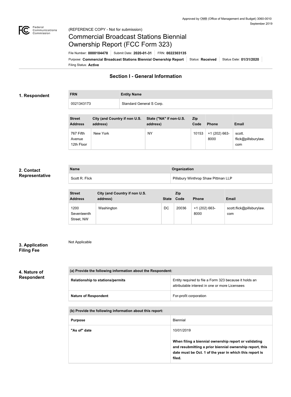 Commercial Broadcast Stations Biennial Ownership Report (FCC Form 323)