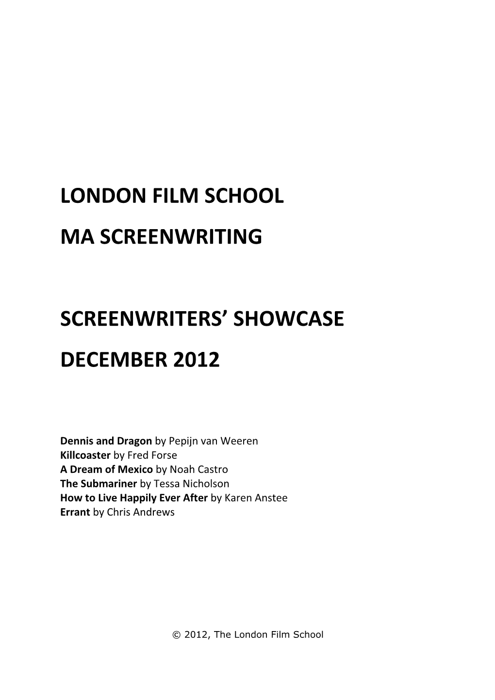 London Film School Ma Screenwriting