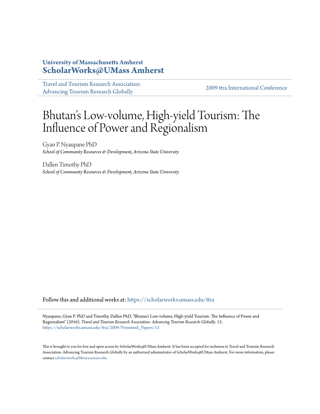 Bhutan's Low-Volume, High-Yield Tourism