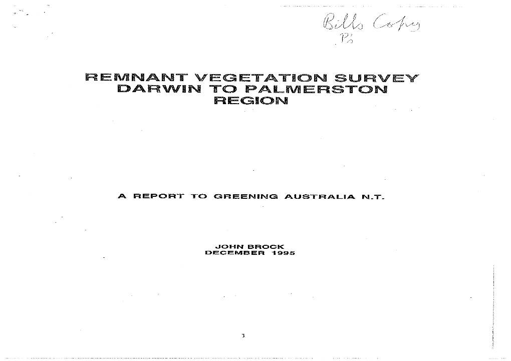 Remnant Vegetation Survey Darwin to Palmerston Region