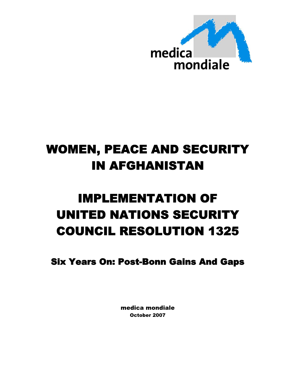 Women, Peace and Security in Afghanistan Implementation