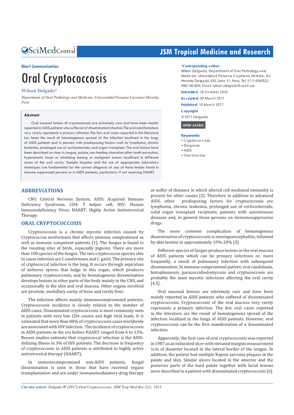 Oral Cryptococcosis
