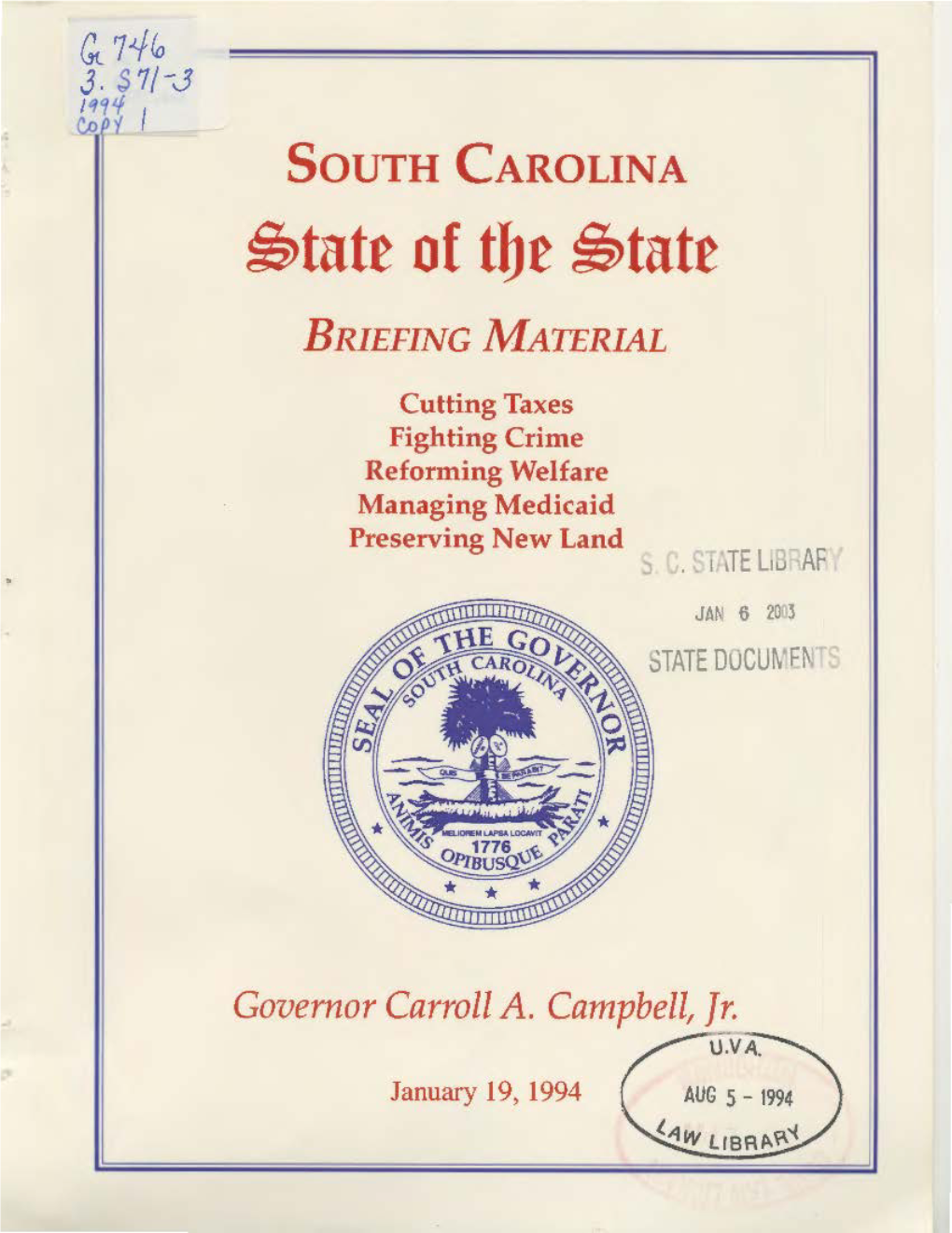 VIOLENT CRIME in 1992, South Carolina Ranked Seventh in the Nation in Terms of Violent Crime