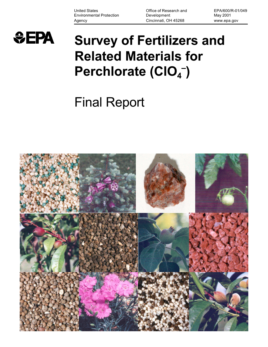 Survey of Fertilizers and Related Materials for Perchlorate (Clo4 )