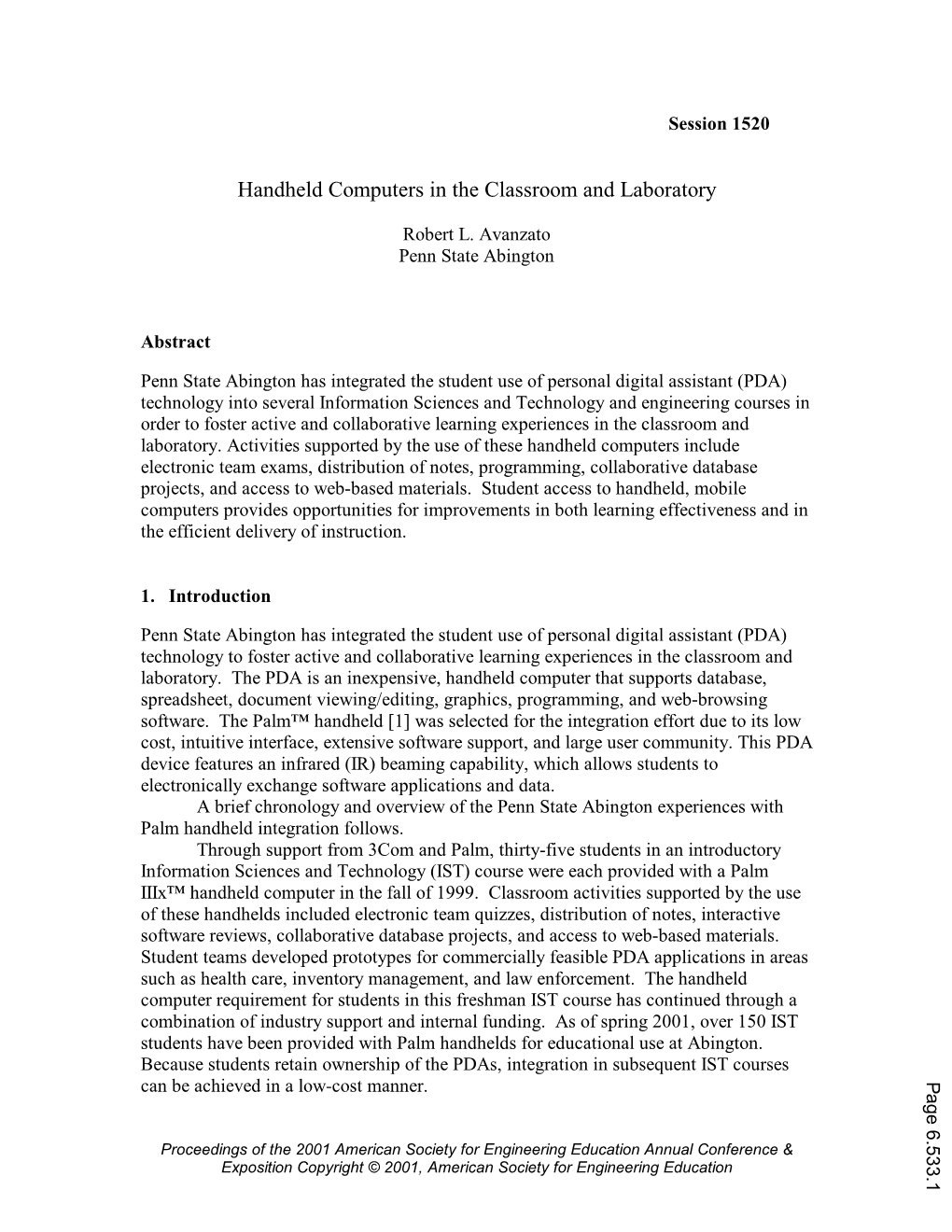 Handheld Computers in the Classroom and Laboratory