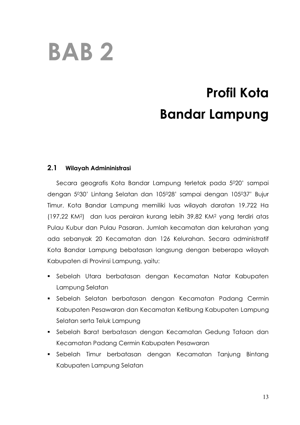 Profil Kota Bandar Lampung