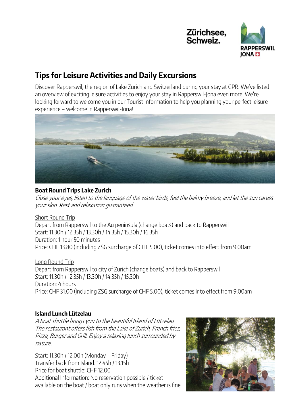 Tips for Leisure Activities and Daily Excursions.Pdf