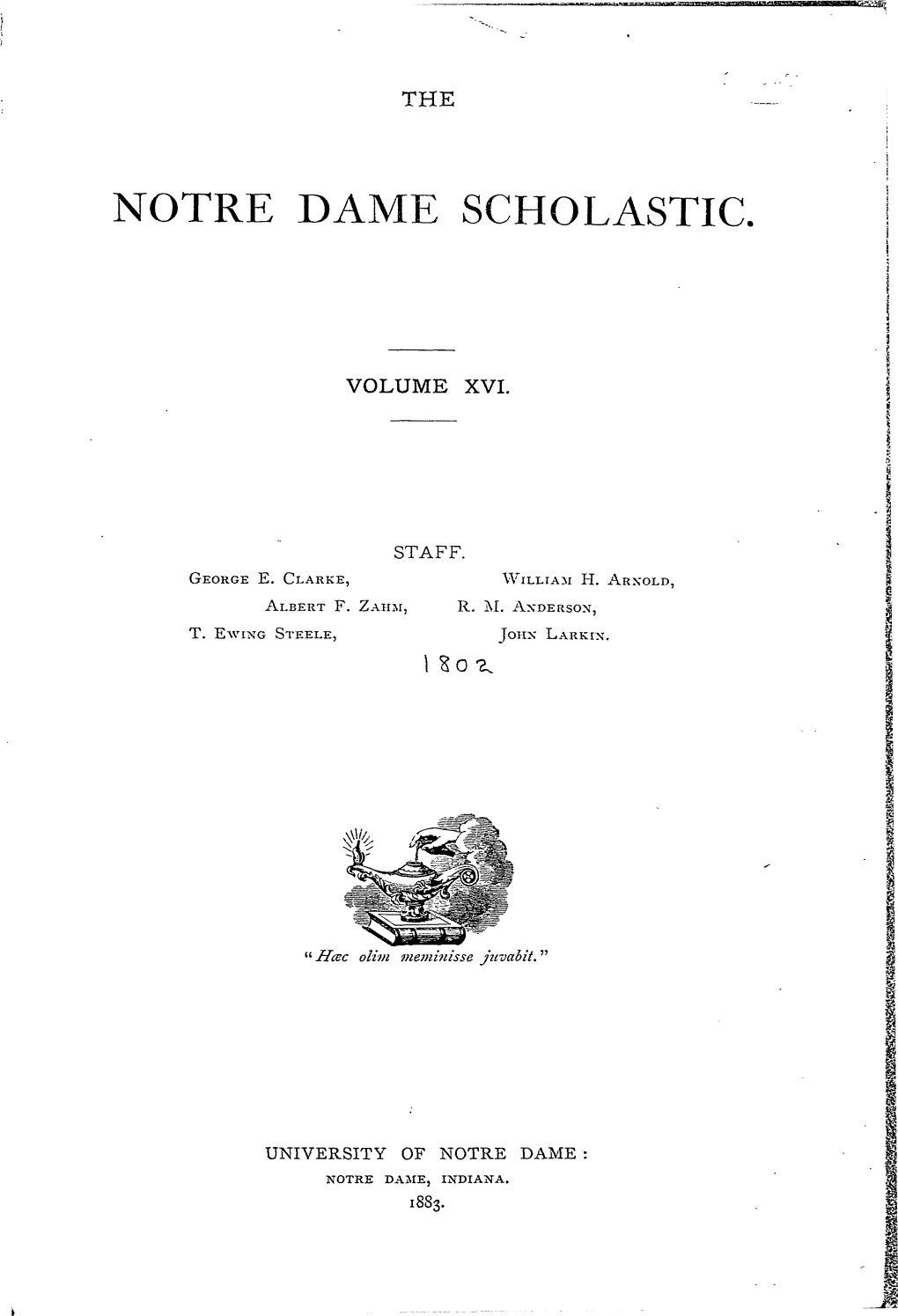 Notre Dame Scholastic, Vol. 16, No. 01