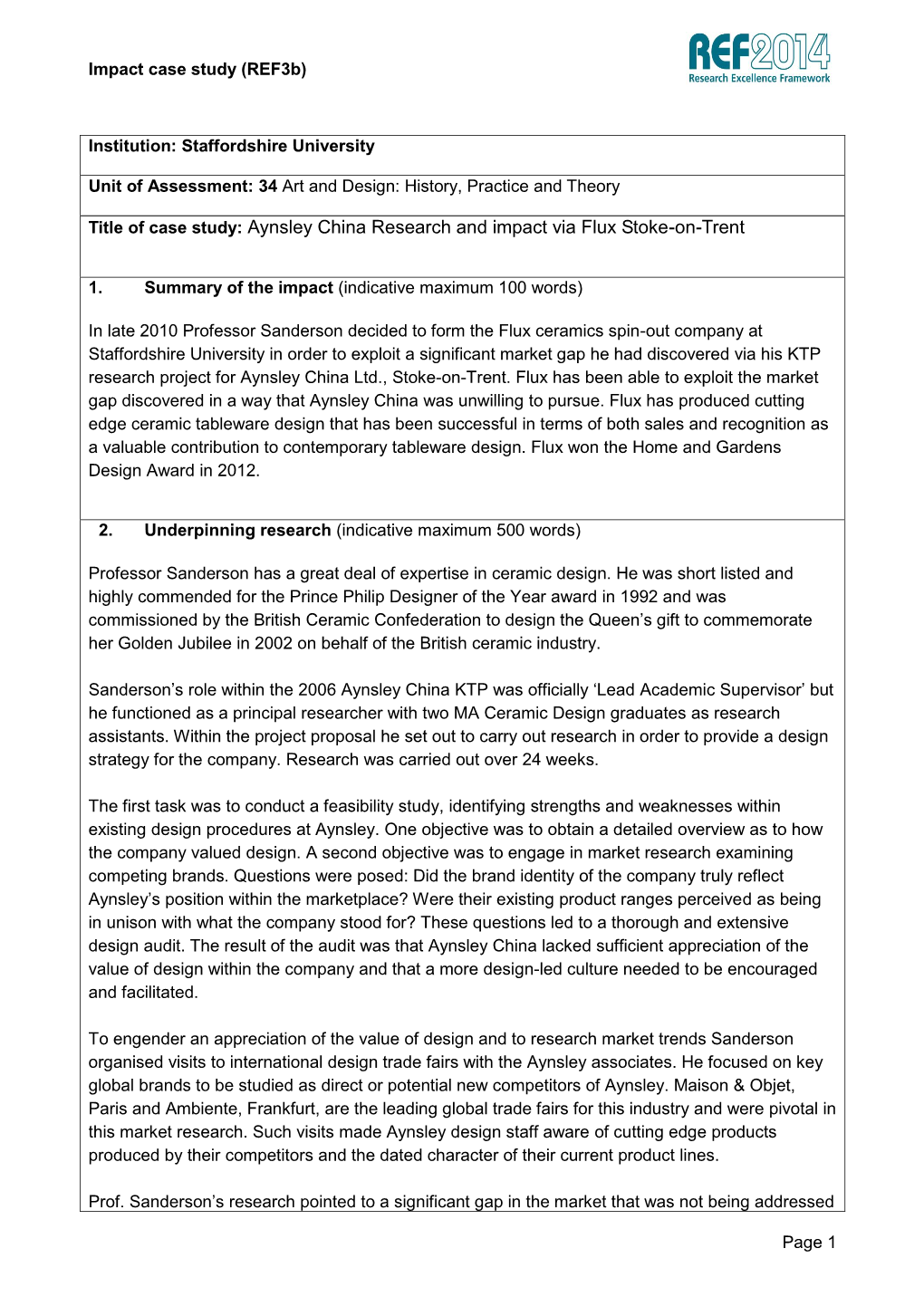 Aynsley China Research and Impact Via Flux Stoke-On-Trent