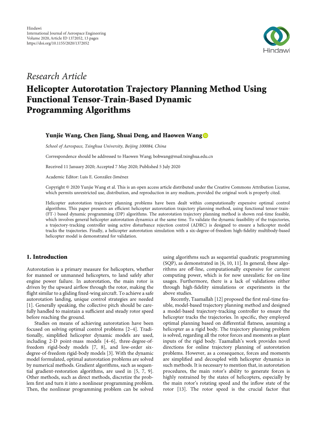 Helicopter Autorotation Trajectory Planning Method Using Functional Tensor-Train-Based Dynamic Programming Algorithms