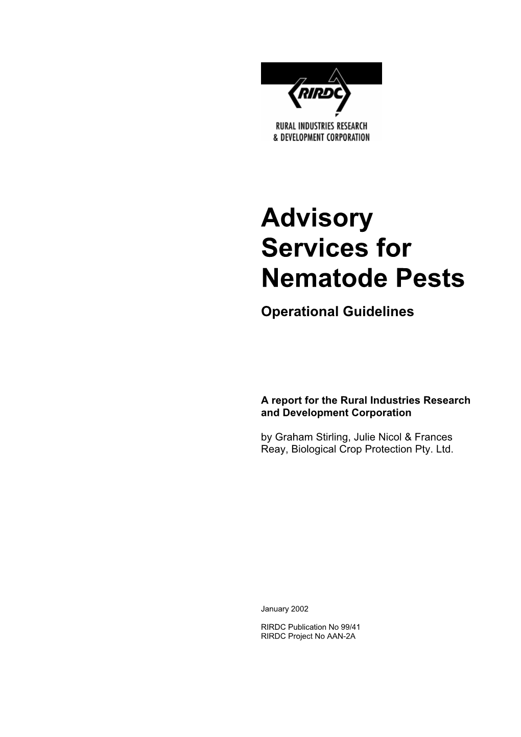 Advisory Services for Nematode Pests Operational Guidelines