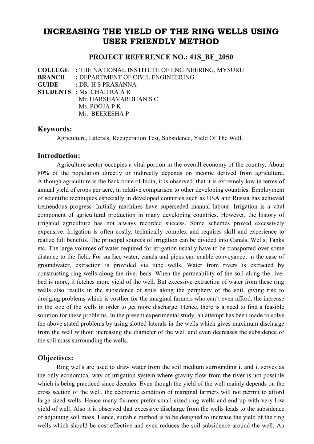 Increasing the Yield of the Ring Wells Using User Friendly Method