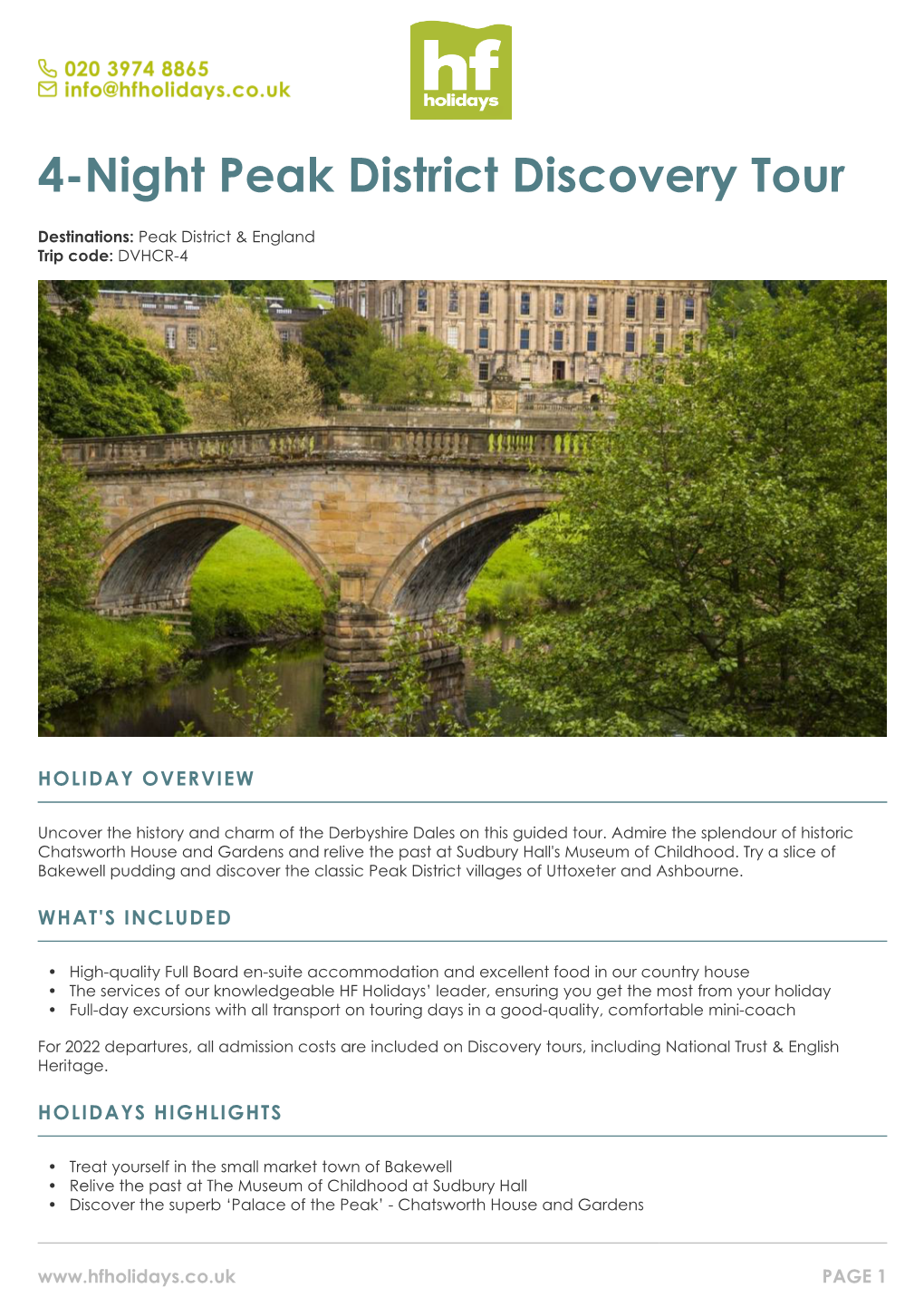 4-Night Peak District Discovery Tour