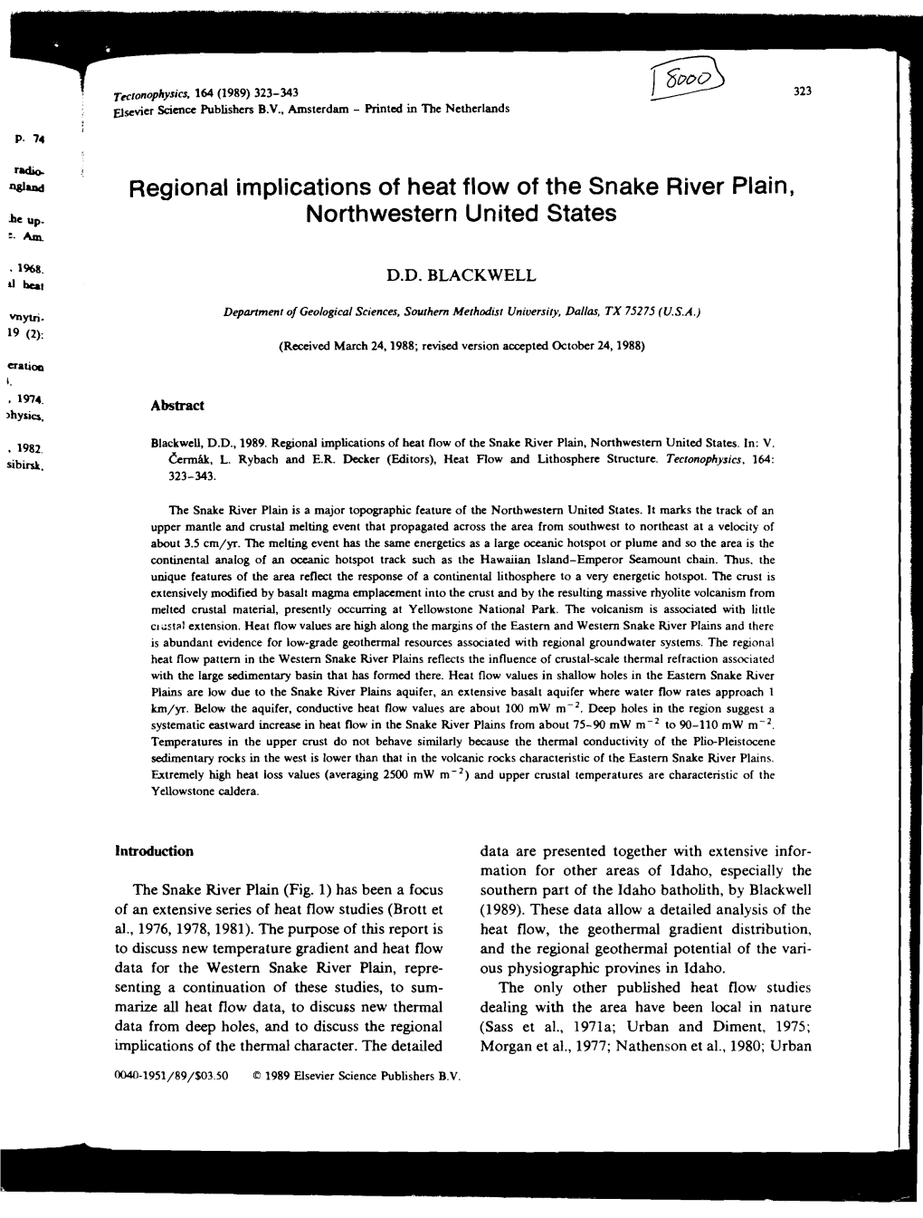 Regional Implications of Heat Flow of the Snake River Plain, Northwestern United States