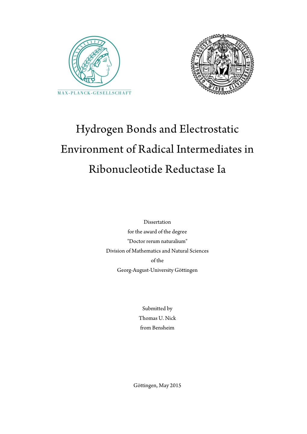 Hydrogen Bonds and Electrostatic Environment of Radical Intermediates in Ribonucleotide Reductase Ia