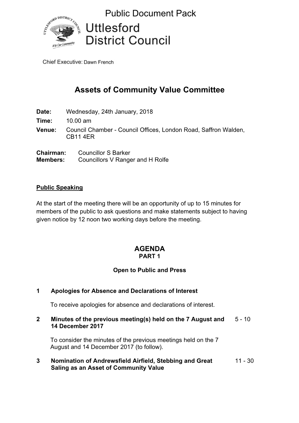 (Public Pack)Agenda Document for Assets of Community Value