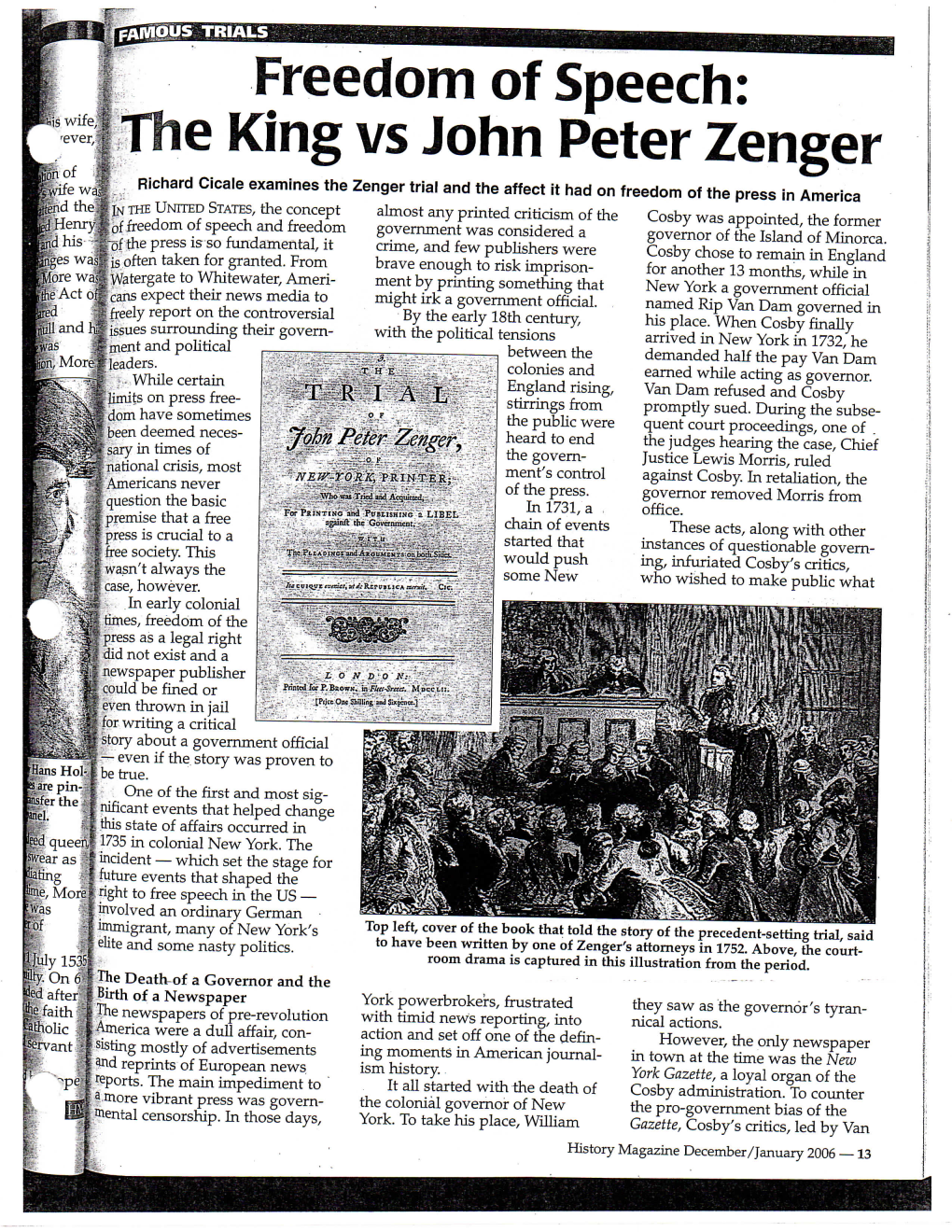 Freedom of Speech: the King Vs John Peter Zenger