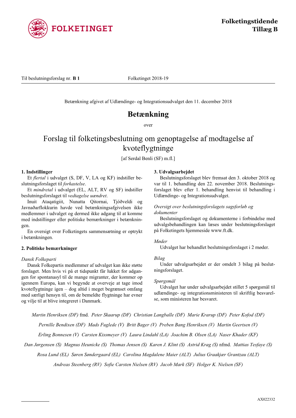 Betænkning Forslag Til Folketingsbeslutning Om